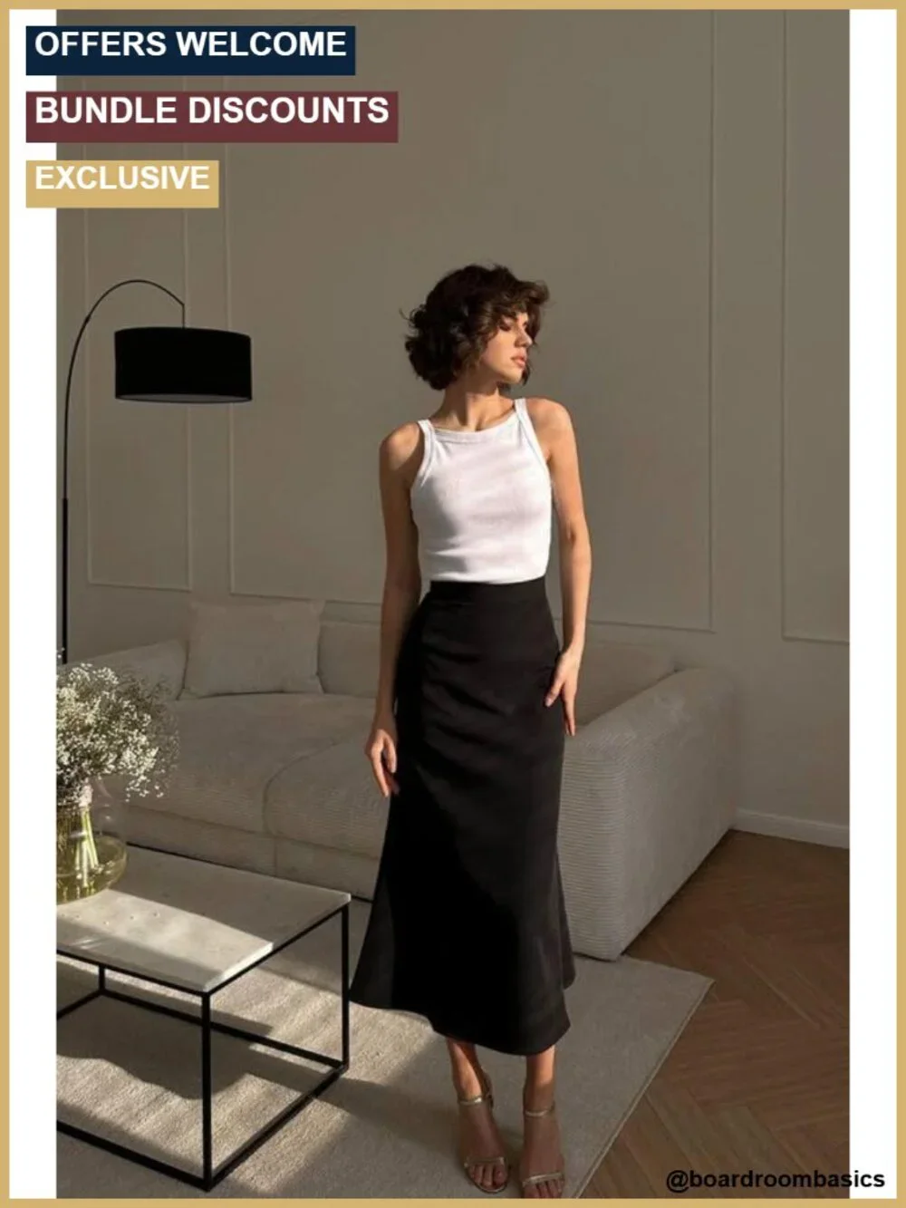 High Waisted Satin Midi Skirt with Zipper Closure for Work